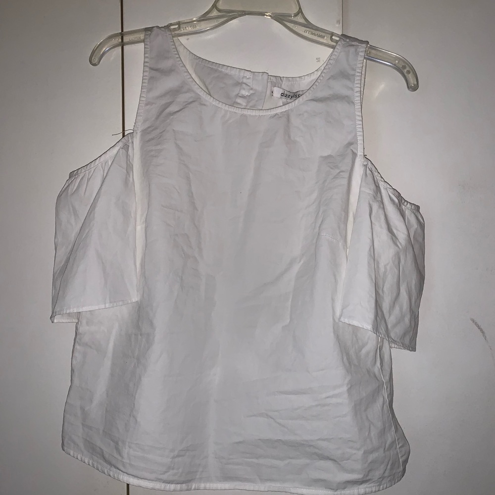 White open shoulder shirt